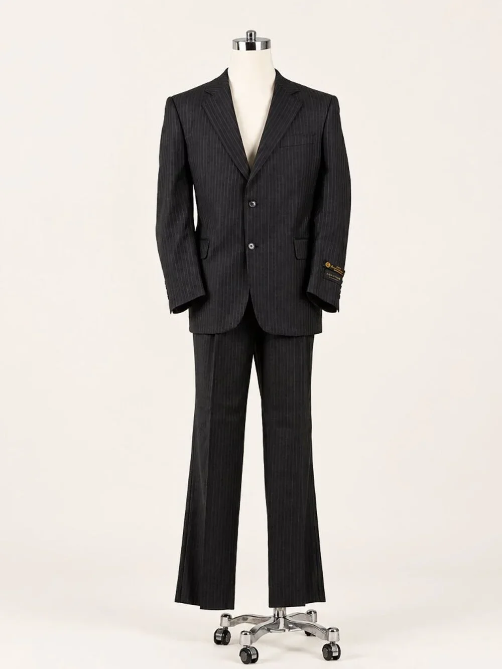 NWT Jack Victor Mens Suit 44R 38W Loro Piana Zelander Wool Charcoal Pinstripe